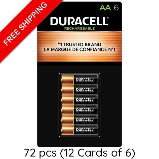 Lot de 72 Piles AA Duracell 2500 mAh NiMH Rechargeables (12 Cartes de 6)