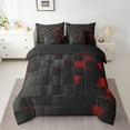 thumbnail image 2 of YST Ensemble de Literie Géométrique 7 Pcs pour Lit Simple pour Garçons Filles Motif Carré Rouge, Polyester, Type Couette et Duvet, Lit Simple (7 Unités), 2 of 5
