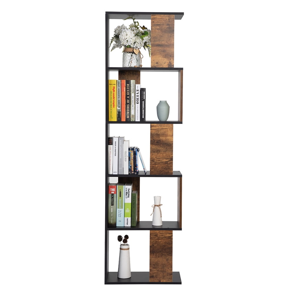 Kepooman Industrial Bookshelf, 5-Tier Vintage Bookcase and Bookshelves, Rustic Wood and Metal Shelving Unit, Display Rack and Storage Organizer for Living Room, Brown Oak & Black Kepooman Industrial Bookshelf, 5-Tier Vintage Bookcase and Bookshelves, Rustic Wood and Metal Shelving Unit, Display Rack and Storage Organizer for Living Room, Brown Oak & Black