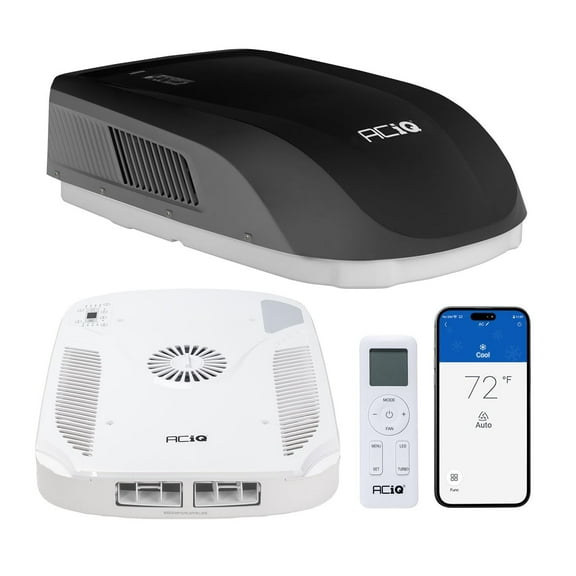 ACiQ 1.25 Ton RV Air Conditioner with Heat Pump Non-Ducted - 115V Black Roof Top AC Unit | 15K BTU Cooling & Heating for Camper, Motorhome, Travel Trailer