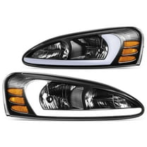 DNA Motoring For 04-08 Pontiac Grand Prix LED DRL Black Amber Corner Headlight Lamps Pair