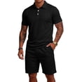 thumbnail image 2 of Men's 2 Piece Outfits Casual Mesh Short Sleeve Polo Shirts and Shorts Sets Loose Fit Summer Athletic Track Suits, 2 of 7