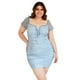 thumbnail image 2 of Vestido fruncido de mesh Roman Fashion Talla Extra 13228 Azul cielo, 2 of 6