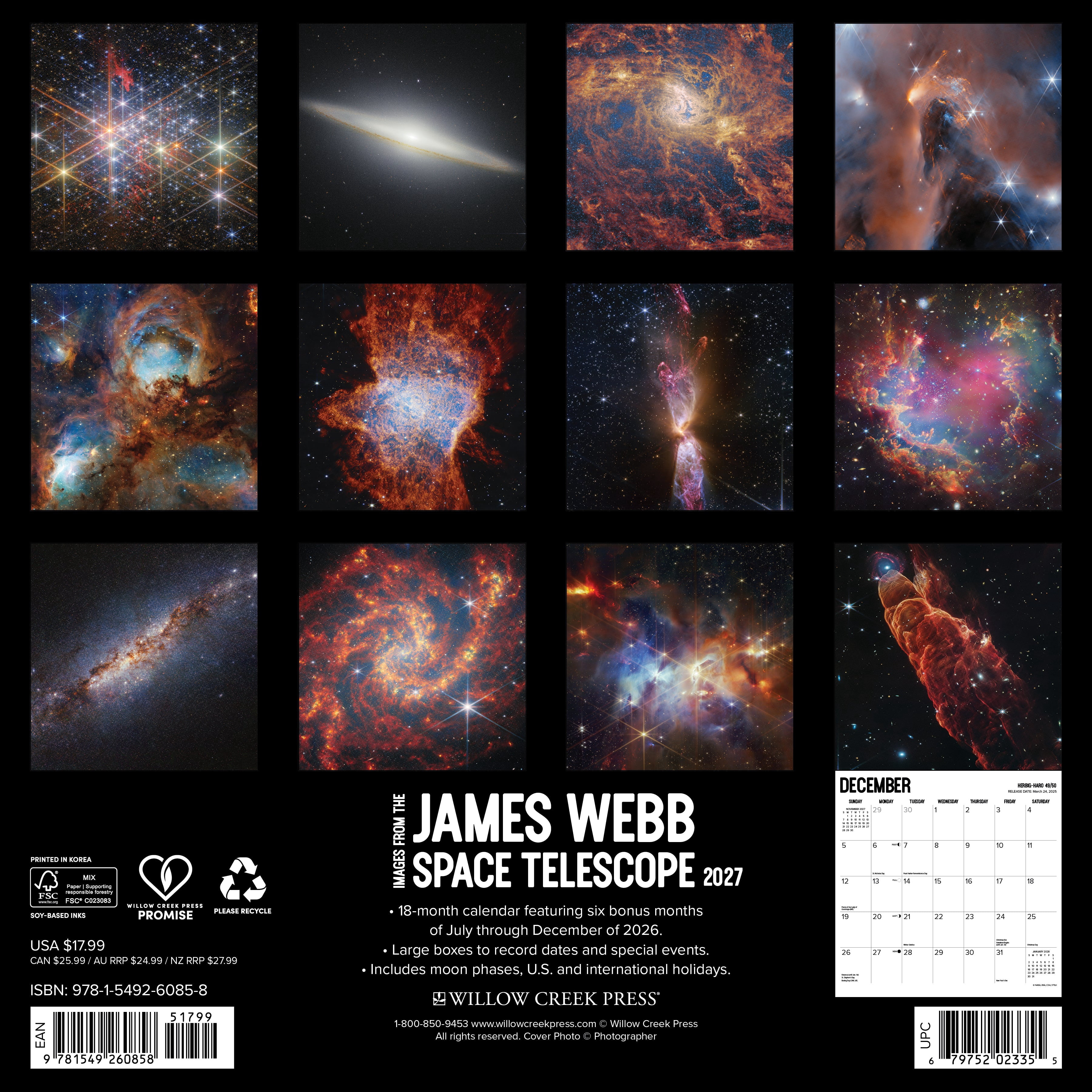 Willow Creek Press, James Webb Space Telescope 2027 Wall Calendar