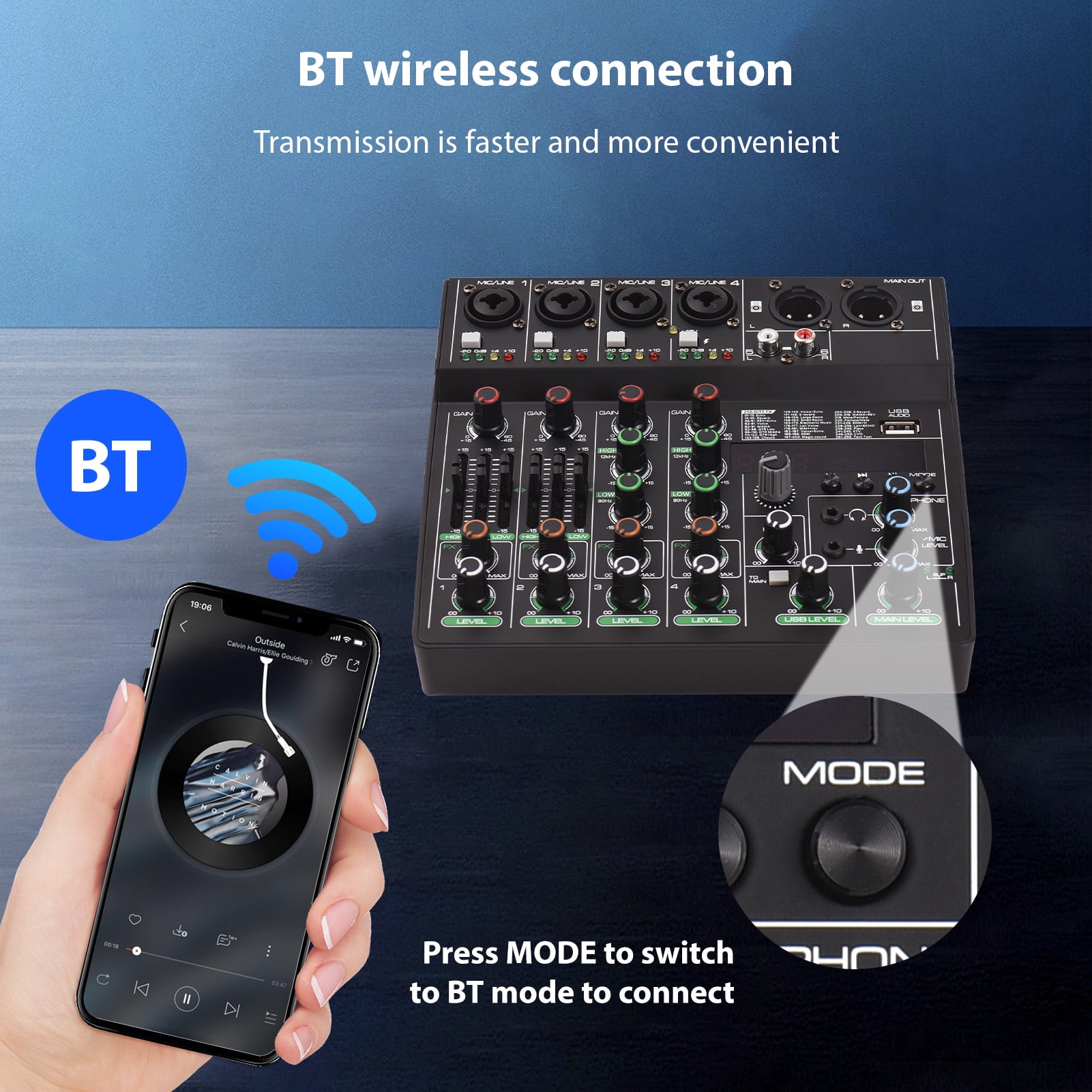 Mixing Console,256 48v Bt 6-channel Console Bt Mp3 Network Live With 256 48v Studio Dj Network Console With Type-c Audio Mp3 Usb Studio Dj Live Type-c Usb Input Portable Sound