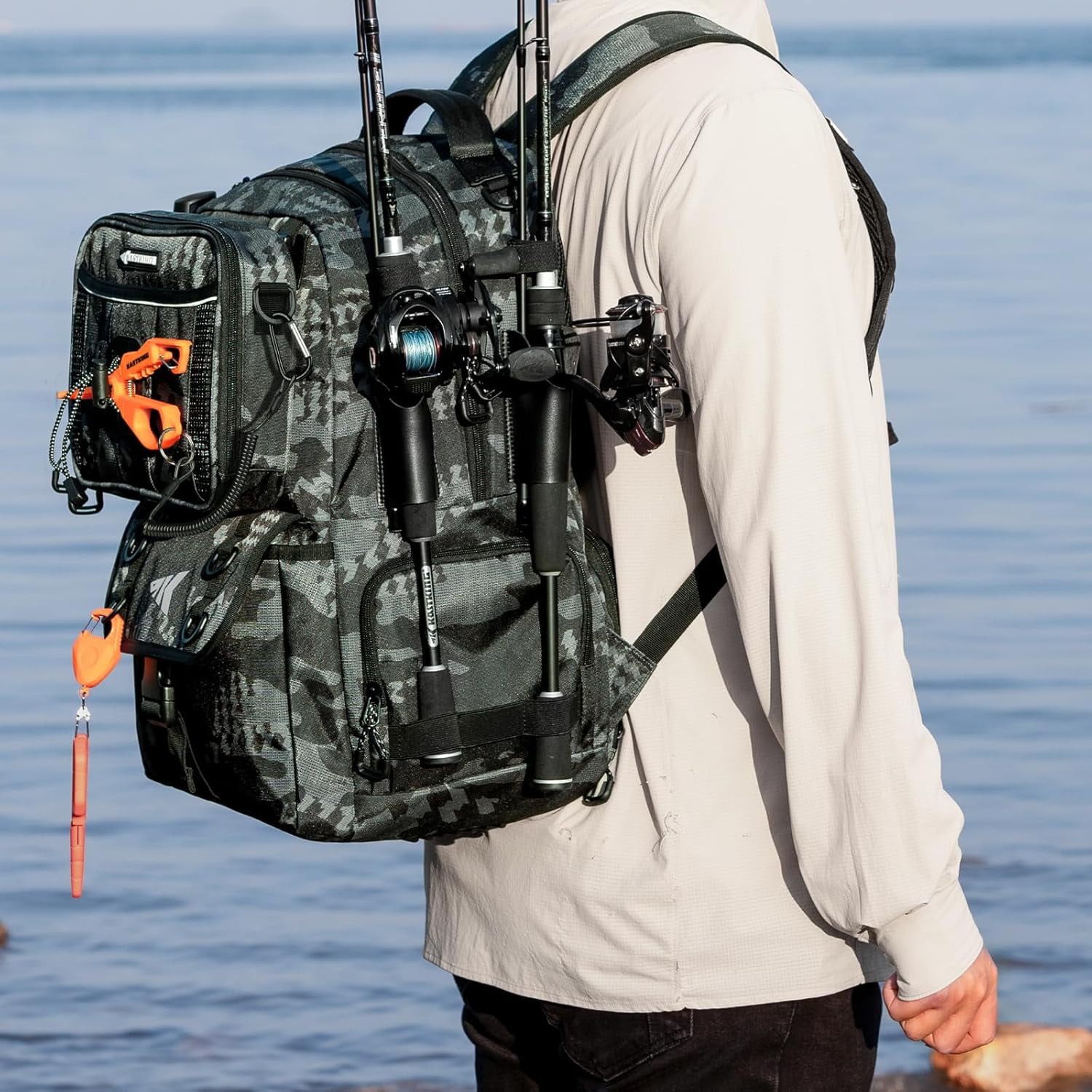 KastKing Fishing Tackle Backpack with Removable Bait Binder Rod Holders Storage Fishing Gear- BaitSpace-50L