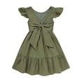 thumbnail image 2 of ZEHJUHAN Toddler Girls' Round Neck Ruffle Sleeveless Backless Dress with Bow Detail, Casual Smocked Summer Dress Purple，4-5Y, 2 of 7