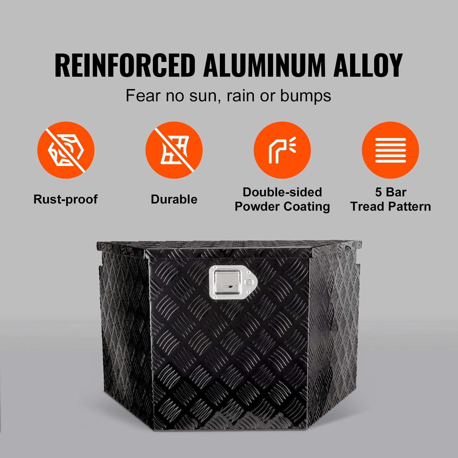 KFFKFF Aluminum Alloy Diamond Plate Trailer Tongue Tool Box, Durable Storage Chest with Lock and Keys, Utility Box for Pickup Trucks, RVs, and Trailers, 39"x16.5"x12"