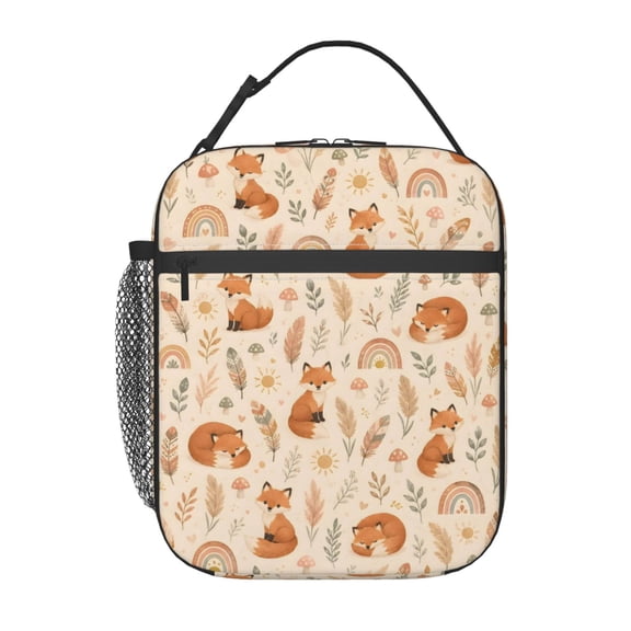 Cute Fox Woodland Lunch Bag Reusable Thermal Lunch Box with Handle for Women and Men