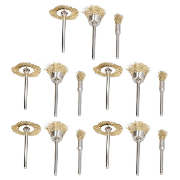 Spptty Brass Wire Wheels,15Pcs Brass Wire Wheels Metal Grinding Tool T  Shape + Pen Shape + Bowl Shape Brushes, Tool Accessories