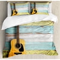 thumbnail image 3 of Ambesonne Music Acoustic Guitar Painted Aged Wooden Planks Rustic Country Decor Duvet Cover Set, 3 of 3