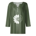 thumbnail image 3 of JULMCOMO Womens Plus Size Tops Dressy Casual Shirt Sunflower Print Button Decor V Neck Summer T-Shirts 3/4 Sleeve Tops Tunic, 3 of 5