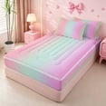 thumbnail image 2 of meiyoeat colorful Ombre Zipper Twin Comforter Sets with Fitted Sheet and 2 Pillowcases,Multicolor Gradient Lines Print Zipper Bedding Set,Reversible,4-Piece, 2 of 7