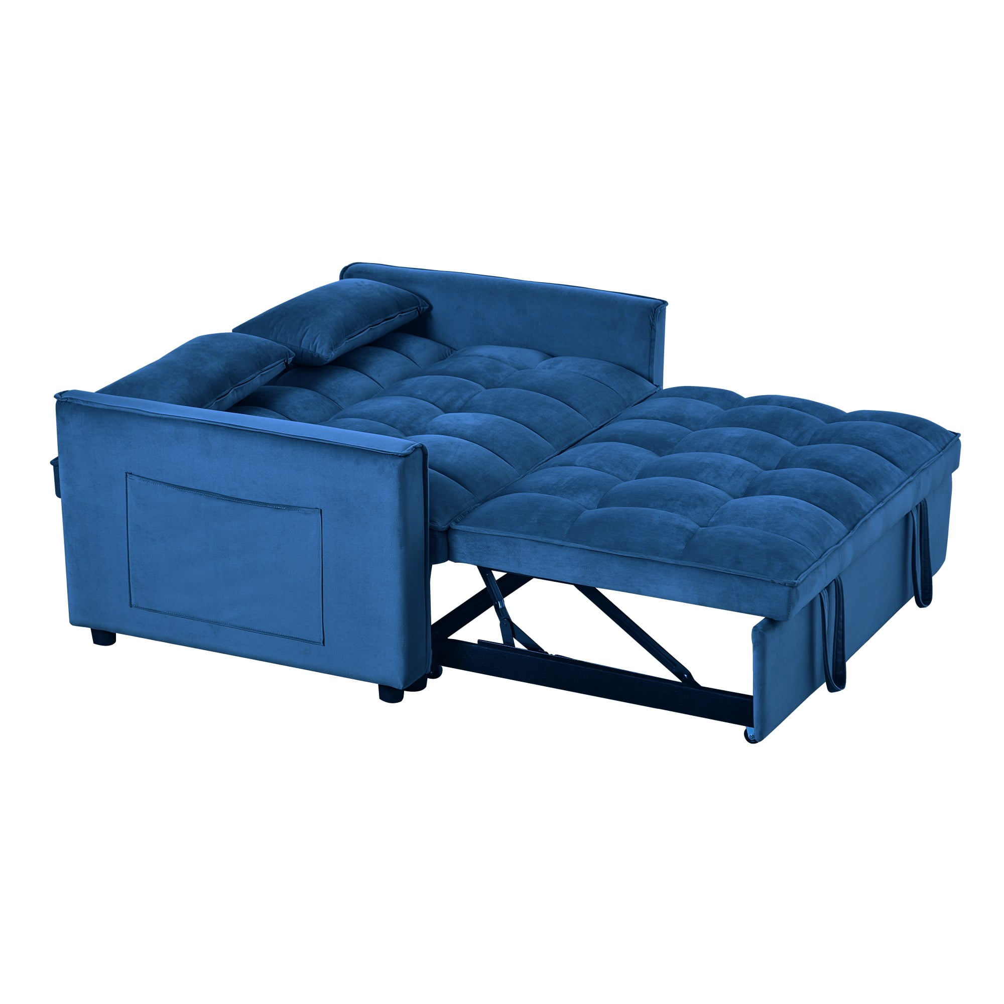 Gewnee 52.75" Convertible Sleeper Sofa Bed,Pull Out Couch with Adjustable Backres & Side Pockets for Living Room,Apartment.Blue