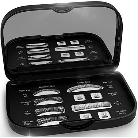 Nylea Magnetic False Eyelashes [FREE MIRROR] Full Eye Kit - Natural Length Magnet Lashes - Dual Magnets - Fake Lashes Set - [Medium /