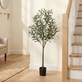 thumbnail image 3 of BEAUTYPEAK 4FT Artificial Plant Fake Indoor Olive Tree Decorative Outdoor Greenery in Black Pot, 3 of 7