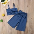 thumbnail image 5 of Mrzhqd Cute Baby Girls Outfits Summer Children Baby Clothes Sets Denim Short Sleeveless Strap Crop Tops+Wide Leg Pants Outfits Clothing Set For 3-4 Years, 5 of 6