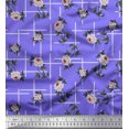 thumbnail image 1 of Soimoi Silk Fabric Leaves & Rose Floral Print Fabric by the Yard 42 Inch Wide, 1 of 3