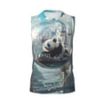 thumbnail image 6 of Lsque Panda In Futuristic City Print Men's Cotton Blend Sleeveless Muscle Shirts (S-3XL)- Moisture Wicking, Odor Protection, UPF 30+,Medium, 6 of 8