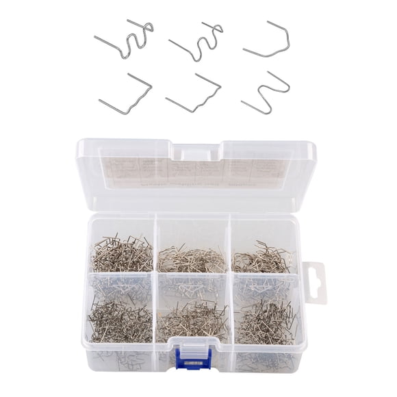 Yeacher 1200PCS Hot Staples with Storage Box, Plastic Repair Staples Wave Flat V M