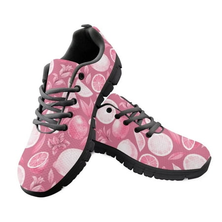 

Renewold Fashion Sports Running Shoes Mesh Breathable Sneaker for Men Women Trainers Fitness Shoes Pink Lemons Leaves Print Shoes Flats Size US 7.5