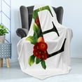 thumbnail image 4 of Letter E Soft Flannel Fleece Blanket, Alphabet with Euphorbia Milii Crown of Thorns Flower with Green Leaves, Cozy Plush for Indoor and Outdoor Use, 50" x 60", Vermilion Green Black, by Ambesonne, 4 of 5
