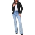 thumbnail image 2 of INSPIRE CHIC Women's Crewneck Button Down Long Sleeve Blazer Jacket Black XS, 2 of 6