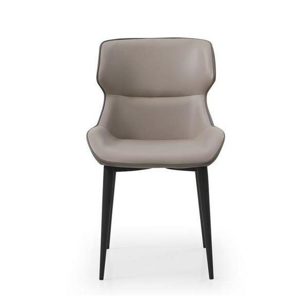 Whiteline Modern Living Gray Morocco Chair Light Faux Leather at Front and Dark Back with Black Legs