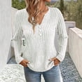 thumbnail image 2 of Knitted Tops for Women Textrued V Neck Long Sleeve Sweater with Three Button Lightweight Sweaters for Fall L, 2 of 5