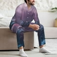 thumbnail image 7 of Yiaed lighthouse Waves Torrential Rain Print Men’s Pajamas Set - Long Sleeve Button Down Sleep Shirt and Pajama Bottoms Sleepwear Set Mens Pjs Sets Men's Pajama Bottoms-, 7 of 7