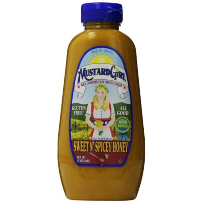 Mustard Girl All American Mustards Condiment, Sweet N Spicey Honey, 12