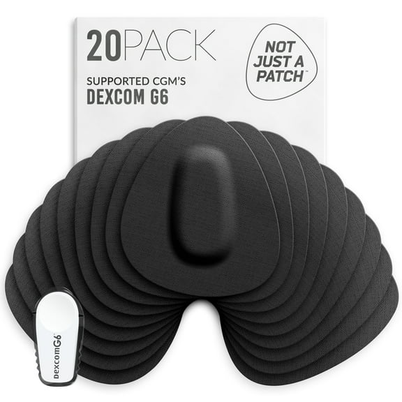 Not Just a Patch Dexcom G6 Adhesive Patches (20 Pack) - Dexcom G6 Stickers Adhesive Patches for Skin Water Resistant Dexcom Overpatch G6 - Black