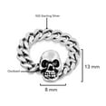 thumbnail image 4 of Vintage Punk Fiery Skull Head Gothic Sterling Silver Biker Band Ring-9, 4 of 5