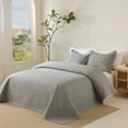 thumbnail image 4 of 3 PCS Solid Color Ultrasonic Lightweight Quilt Bedspread Set, Breathable Bed Cover, Modern All Season Bedding, 4 of 6