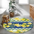 thumbnail image 3 of Watercolor Lemon Botanical Round Area Rug 3Ft Washable Small Circle Rugs for Kitchen Entryway, Summer Navy Blue Yellow Plaid Non-Slip Carpet Floor Mats Indoor Outdoor Carpet Runner Home Decor, 3 of 8
