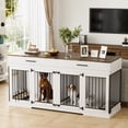 thumbnail image 5 of WIILAYOK 72.05" Dog Crate Furniture, Wooden Dog Kennel with 2 Drawers and 4 Dog Bowls, Heavy Duty Indoor Furniture Style Dog Cage House, 5 of 10