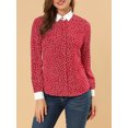 thumbnail image 5 of INSPIRE CHIC Women's Dots Printed Point Collar Button Down Shirt Blouse Red M, 5 of 6