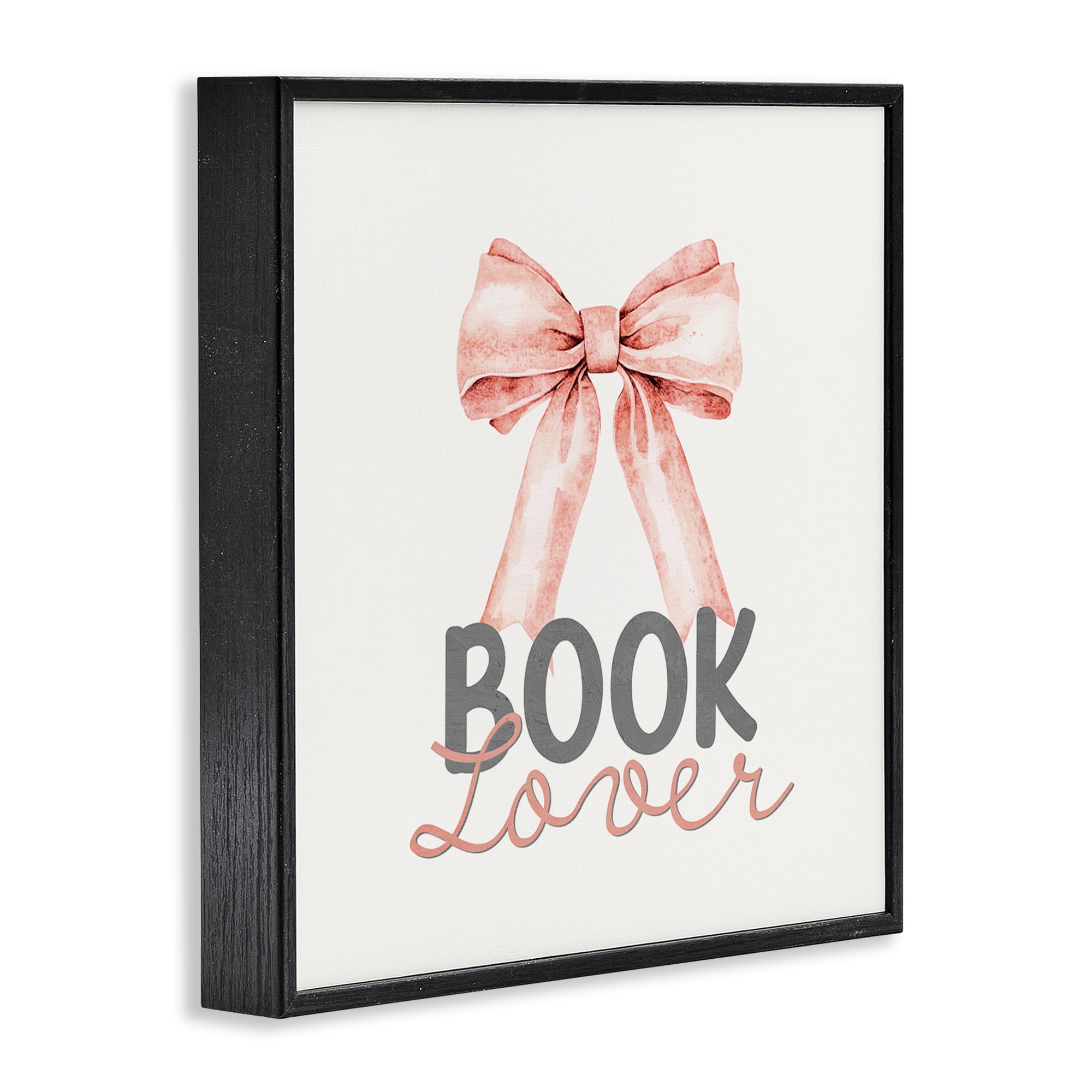 Stupell Industries Book Lover Pink Bow Black Framed Giclee Art, design by Kim Allen