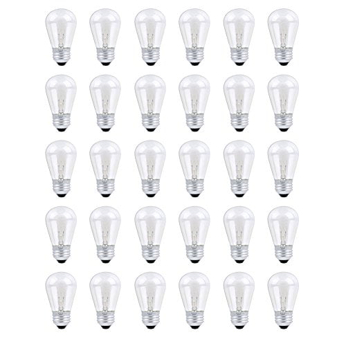 30 Pack S14 Outdoor String Light Bulbs Set 120V 11W Clear Outdoor Patio Vintage Light Shatterproof Bulbs