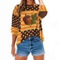 thumbnail image 6 of JTZGDY Thankgiving Day Sweatshirts for Women Teen Girls Vintage Turkey Pumpkin Maple Print Long Sleeve Crewneck Graphic T-Shirts Loose Lightweight Dressy Pullover Tops Multicolor#13 XXL, 6 of 10