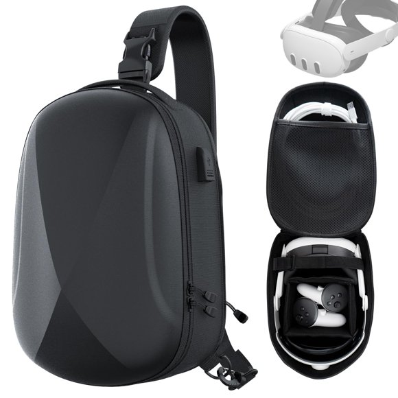 ZYBER Étui Rigide de Transport pour Meta Quest 2, Étui de Voyage Noir pour Accessoires Oculus Quest 2, Pico 4, Quest Pro