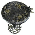 thumbnail image 4 of Oakland Living  34 in. Handmade Solid Heavy Tall Black & Gold Cast Aluminum High Quality Metal Bird Bath with Twin Singing Birds, Antique Silver, 4 of 4