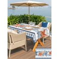 thumbnail image 5 of Outdoor Tablecloth with Umbrella Hole for Patio/Picnic/Party/Camping, Blue Coastal Waterproof Table Cloth Rectangle Table Cover Washable, Orange Starfish Coral Summer Beach Nautical (60"x 84"), 5 of 8