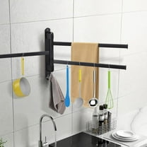Towel Racks, Swivel Towel Holder, 180° Towel Hanger, Rotating 3-Arm Wall Mounted Bathroom Towel Holder, Stainless Steel Bath Towel Bar Space Saving Swing Out Towel Hanger for Bathroom, Kitchen (White)