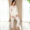 thumbnail image 3 of Women's Toile Print Button-Up Long Pajama Set - Small, Pink, 3 of 6