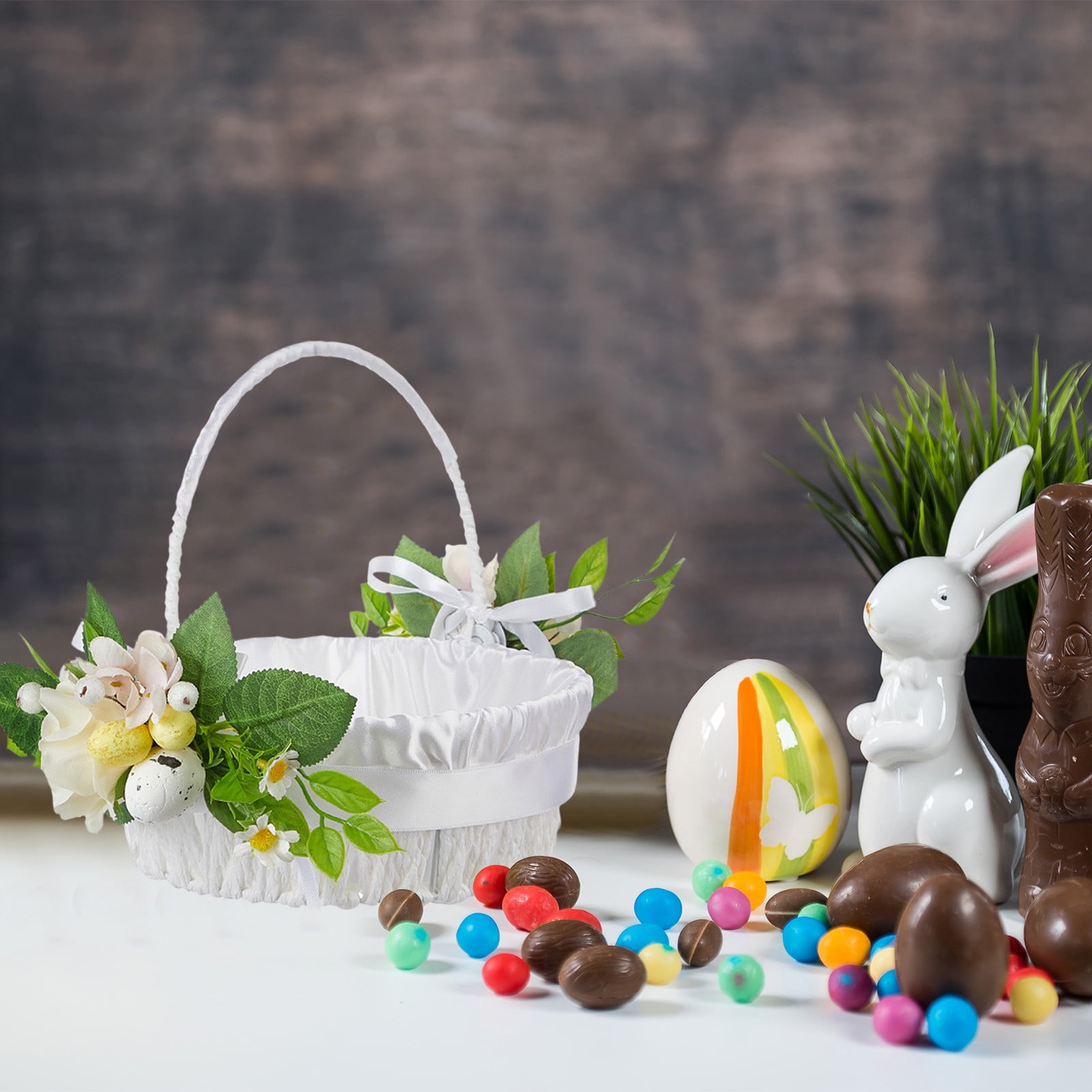 Easter Basket Decoration Portable Easter Flower Basket Home Decoration Simulation Decorative Flower Basket Western Wedding Flower Basket
