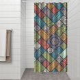 thumbnail image 3 of Small Stall Narrow Shower Curtain 36"W x 72"L – Tropical Bohemian Leaves, Mid-Century Abstract Boho Botanical Bathroom Decor, Vintage Floral Palm Leaf Pattern, Rustic Tribal Folk Style, 3 of 5