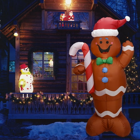 ammoon 1.5M Christmas Inflatables Gingerbread Man with LED Blow Up Yard
