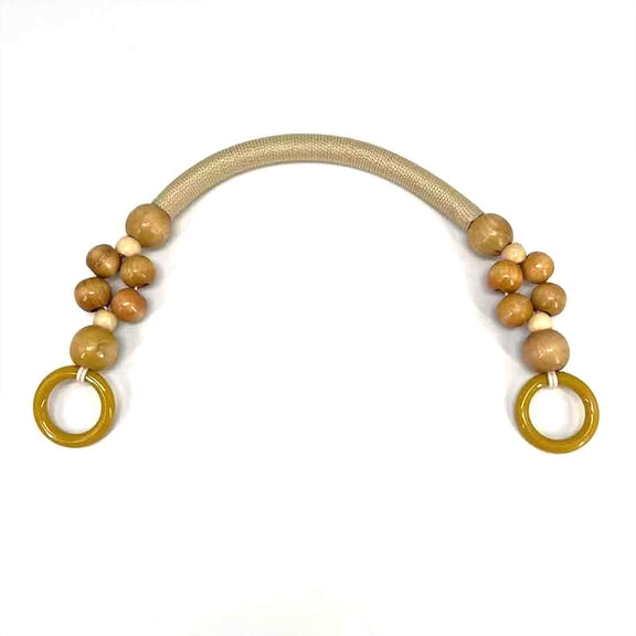 XmhyTop-A 2 Pc Wooden Beaded Bag Handles 47cm Polyester Fiber Beaded Purse Handles Rustic Beach Style for DIY Crochet Bags-Yellow