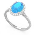 thumbnail image 2 of 2.15 Carat Beautiful Oval Cut Blue Topaz Gemstone & Natural Diamond (F-G/VS1) Anniversary Ring for her Solid 18K White Gold Size 3 by Diamond-Capitals, 2 of 7